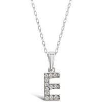 Sterling Silver Cubic Zirconia Initial E Necklace 135921