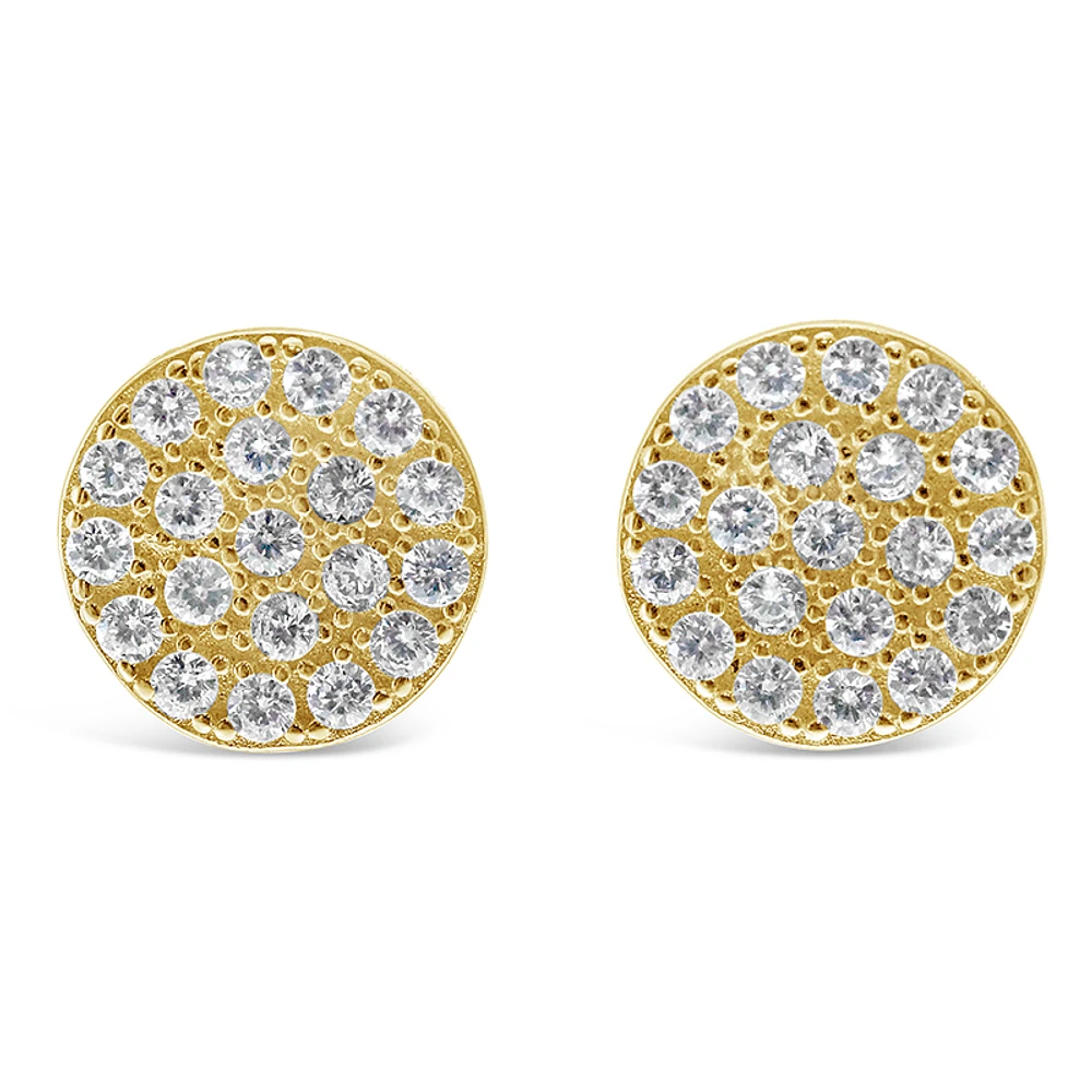 Yellow Gold Plated Sterling Silver Cubic Zirconia Earrings 129282