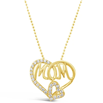 Gold Plated Sterling Silver Cubic Zirconia Mom Necklace