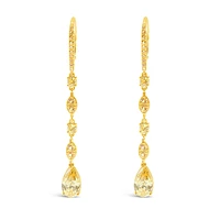 Gold Plated Sterling Silver Teardrop Yellow Cubic Zirconia Earrings 153415