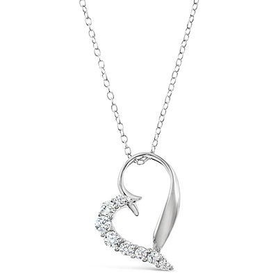 Sterling Silver Cubic Zirconia Heart Necklace 148599