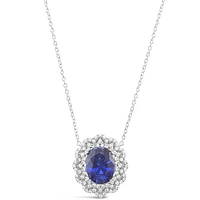Sterling Silver Sapphire Oval Cubic Zirconia Necklace 153384