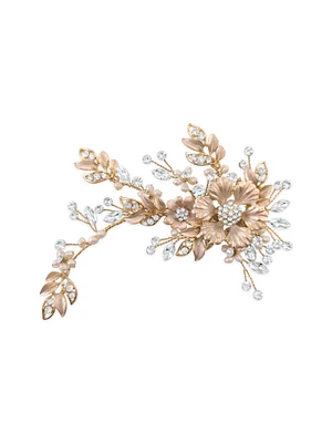 Bridal Silver Matte  Gold Flower  Hair Comb137611