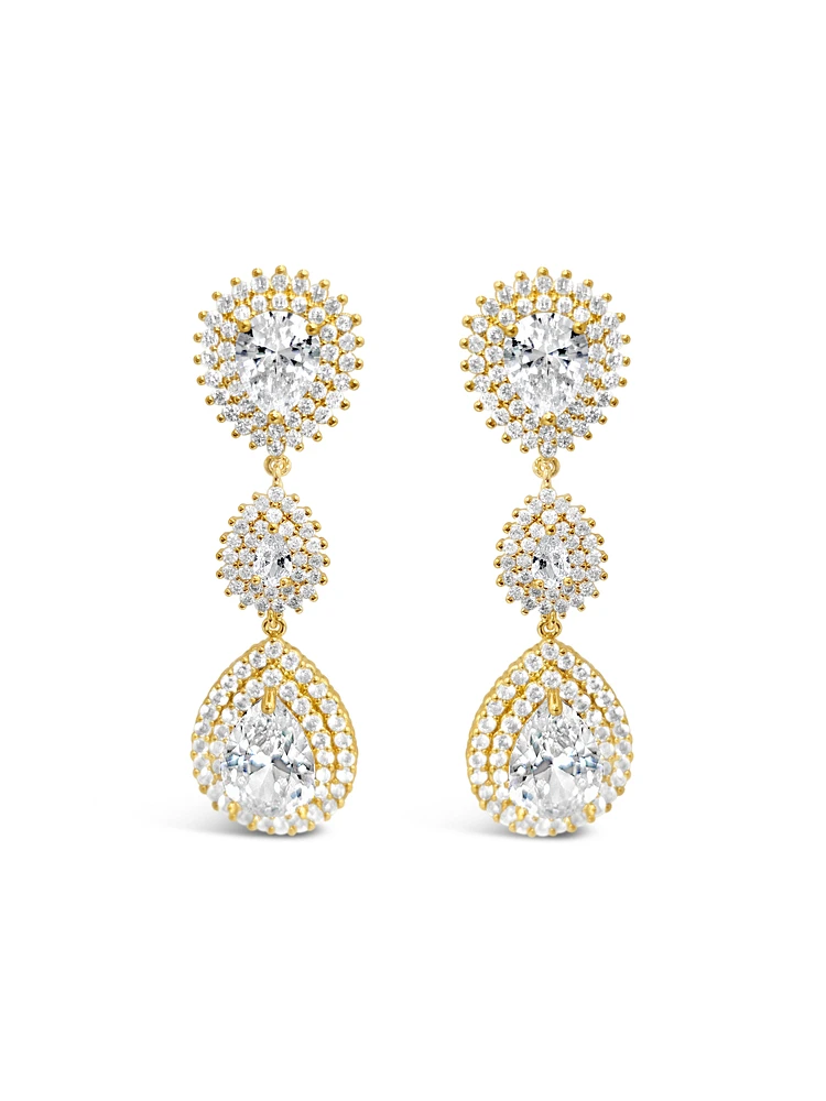 Bridal Silver Cubic Zirconia Tear Drop Earrings