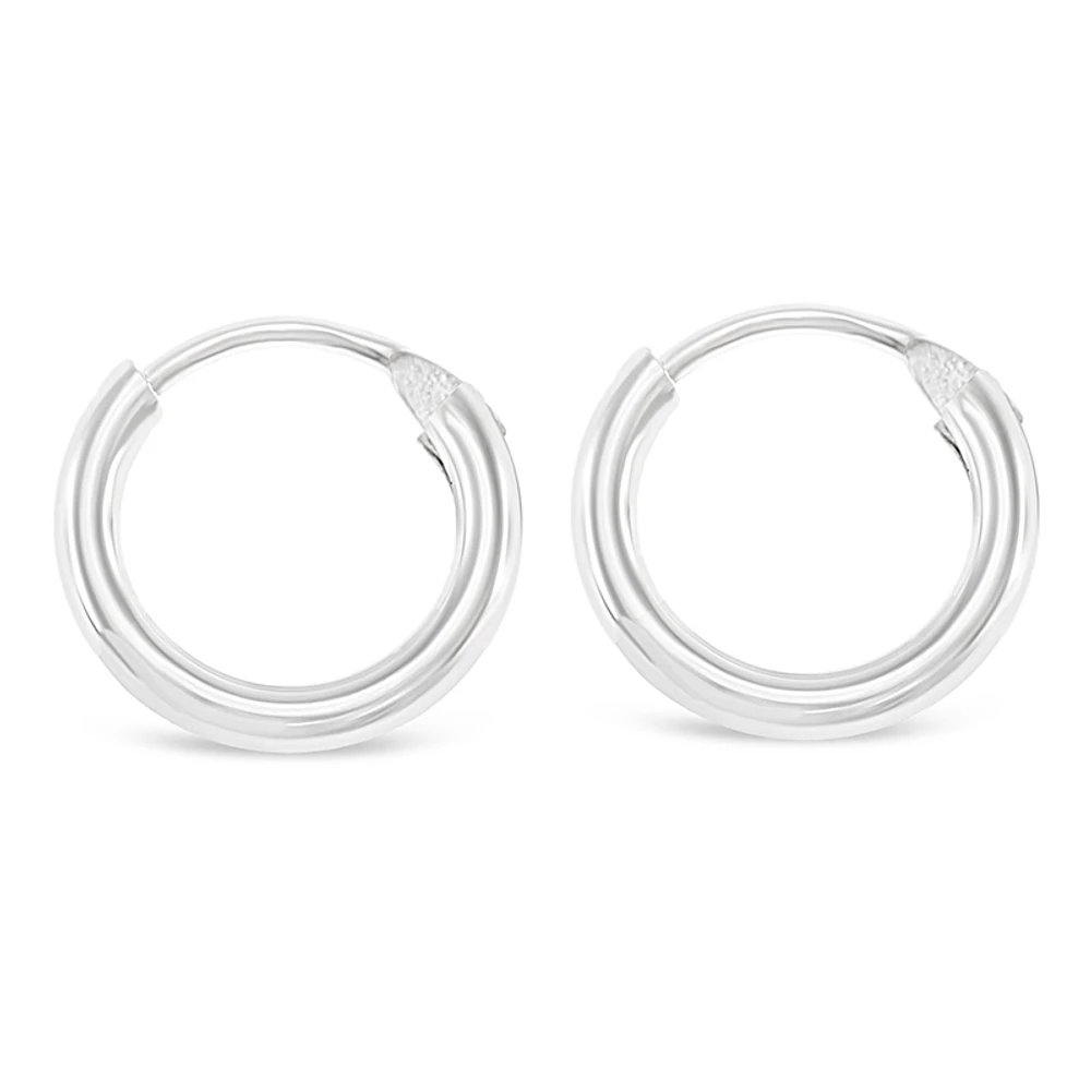 Sterling Silver Plain 12mm Hoops Earrings 141783