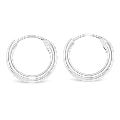 Sterling Silver Plain 12mm Hoops Earrings 141783