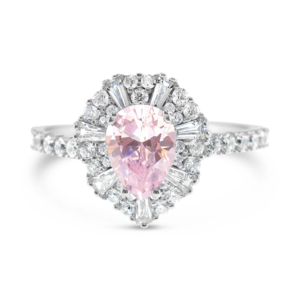 Sterling Silver Pink Cubic Zirconia Ring 147433