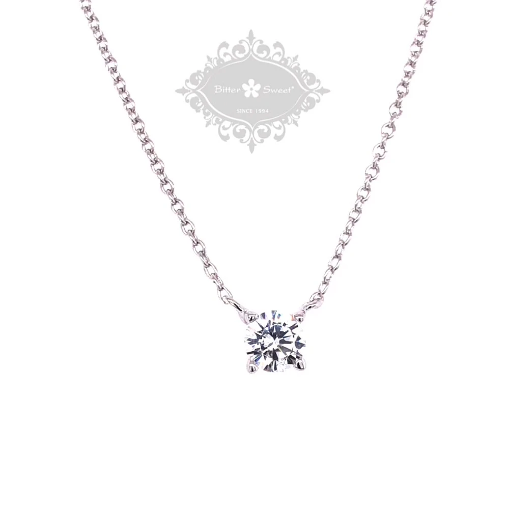 Sterling Silver Cubic Zirconia Round  8 Heart 8 arrow Cut 5mm Necklace 143472