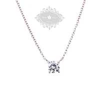 Sterling Silver Cubic Zirconia Round  8 Heart 8 arrow Cut 5mm Necklace 143472