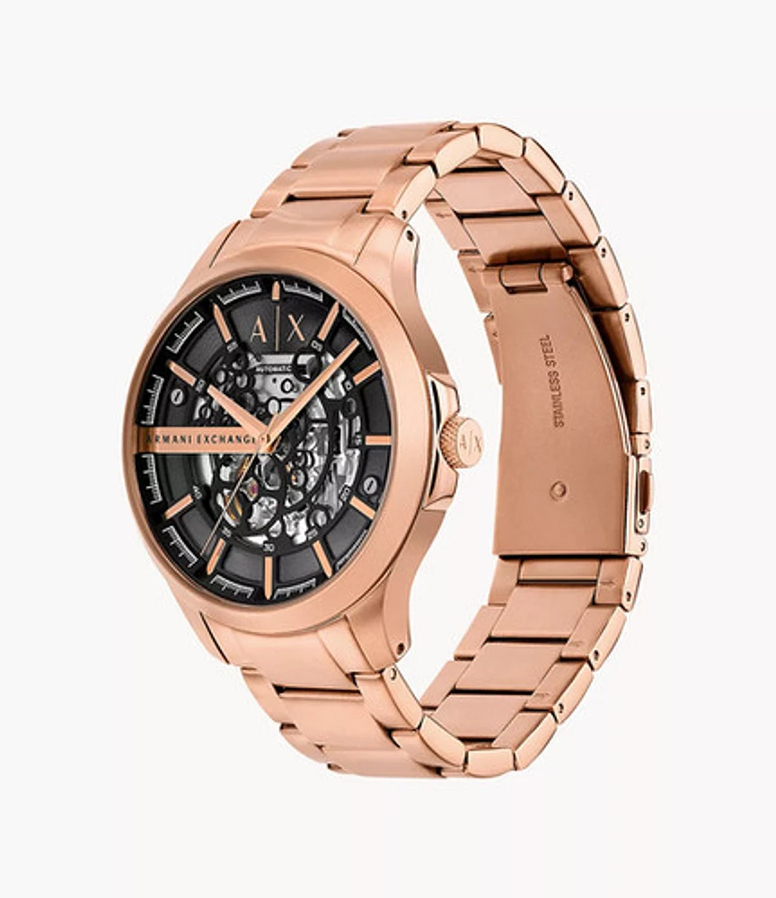 Armani Exchange Automatic Rose Gold-Tone Stainless Steel Watch 153939