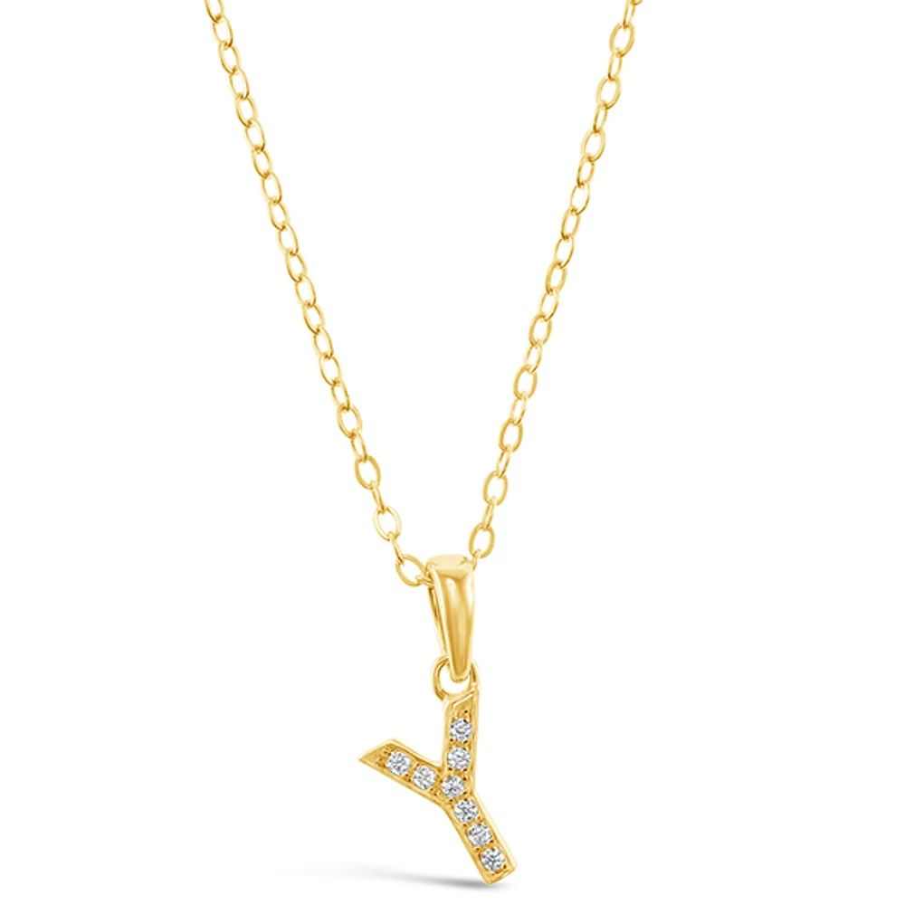 Gold Plated Sterling Silver Cubic Zirconia Initial Y Necklace 147951