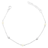 Sterling Silver Cubic Zirconia Pearl Bracelet