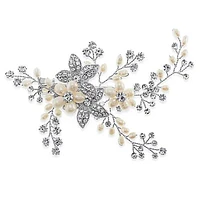 Bridal Silver Leaf Pearl Hair Clip 137529
