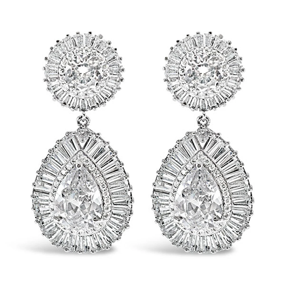 Bridal Silver Cubic Zirconia Tear Drop Earrings 127861
