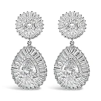 Bridal Silver Cubic Zirconia Tear Drop Earrings 127861