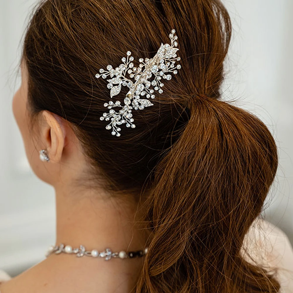Bridal Silver leaf Hair Comb 120665