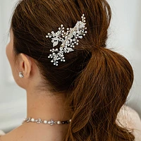 Bridal Silver leaf Hair Comb 120665