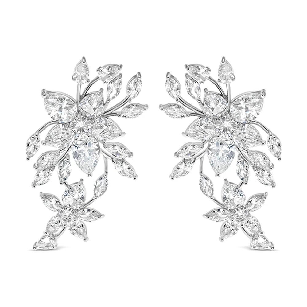 Bridal Flower Cubic Zirconia Earrings