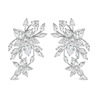 Bridal Flower Cubic Zirconia Earrings