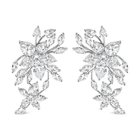 Bridal Flower Cubic Zirconia Earrings