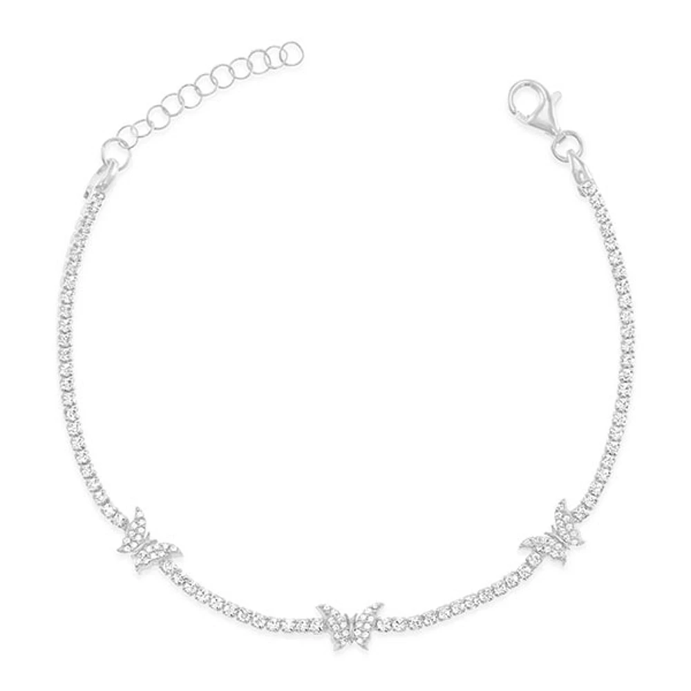Sterling Silver Cubic Zirconia Butterfly Bracelet 149870