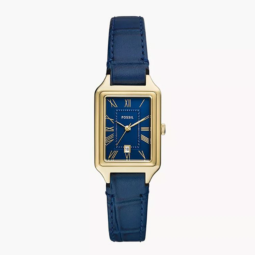 Fossil Raquel Three-Hand Date Navy Croco LiteHide Leather Watch 152904