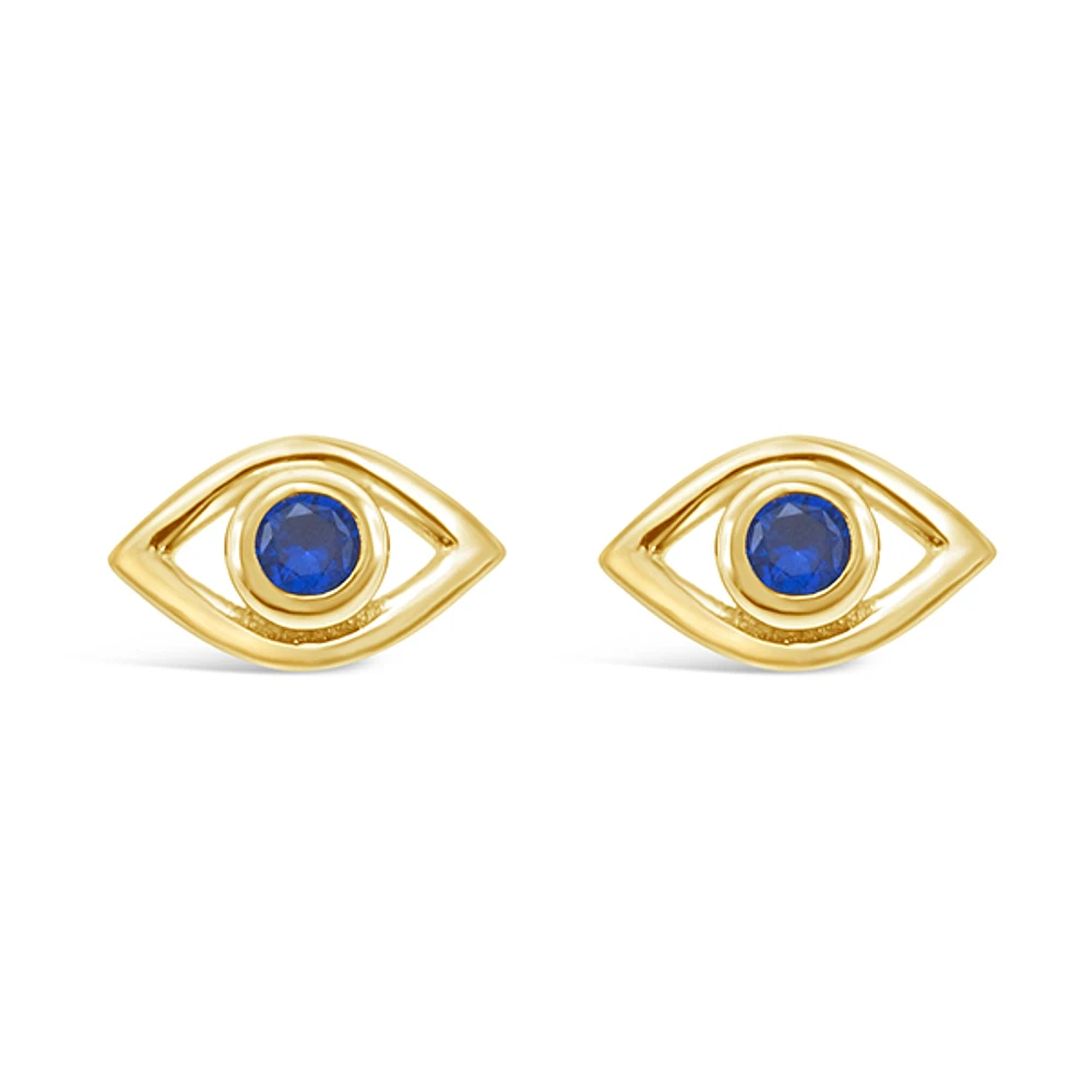 Gold Plated Sterling Silver Cubic Zirconia Evileye Earrings 147726