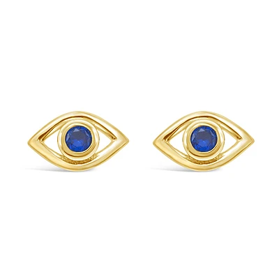 Gold Plated Sterling Silver Cubic Zirconia Evileye Earrings 147726