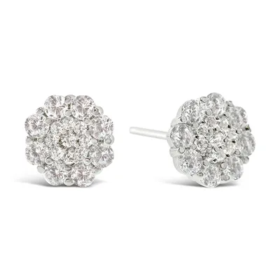 Sterling Silver Cubic Zirconia Flower Earrings 141776