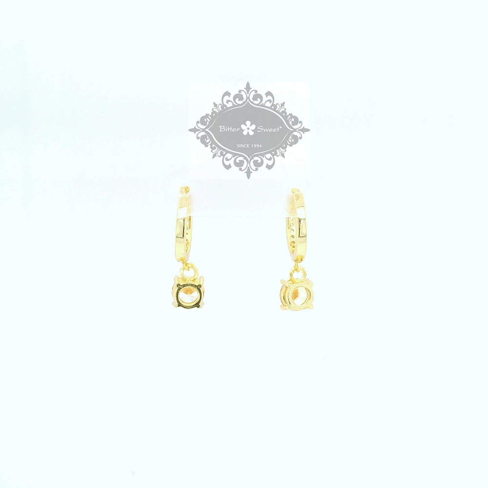 Gold Plated Sterling Silver Cubic Zirconia Huggie Earrings