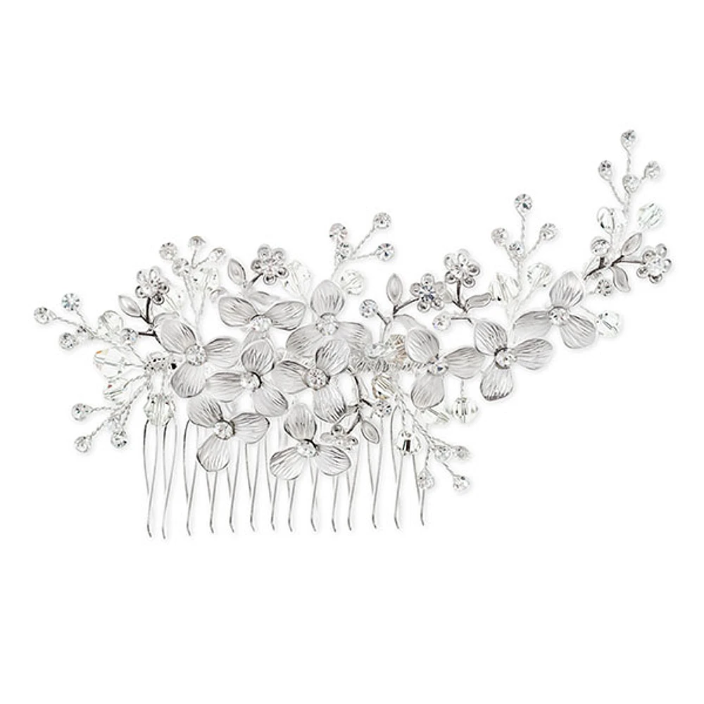 Bridal Silver Flower Hair Comb 125943