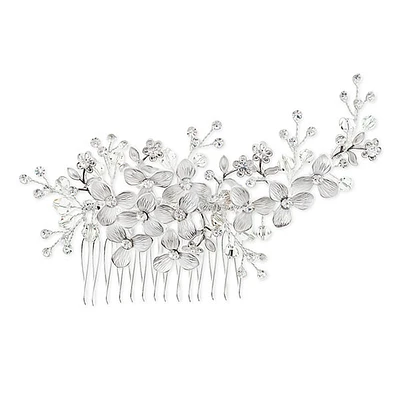 Bridal Silver Flower Hair Comb 125943