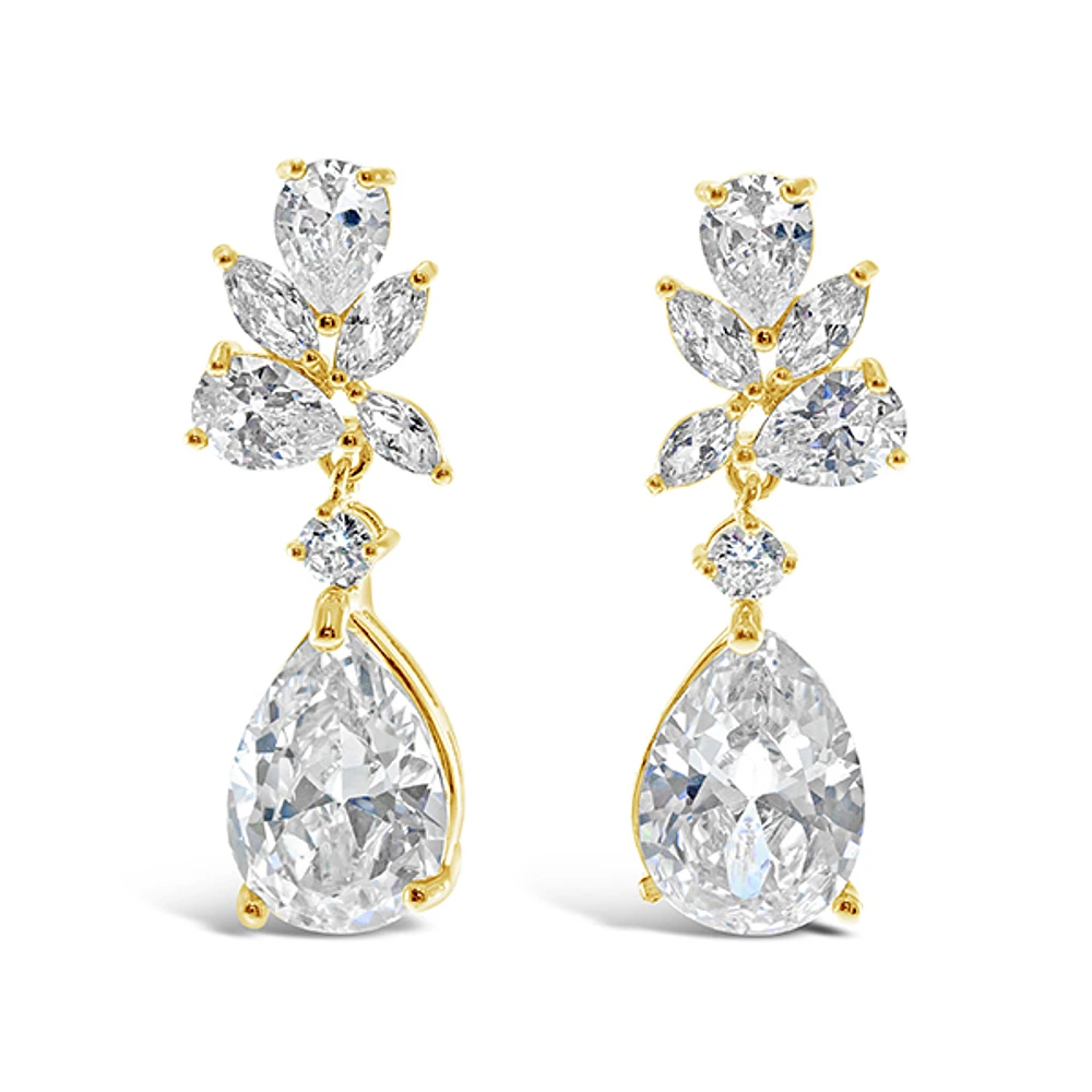 Gold Cubic Zirconia Tear Drop Earrings 137416