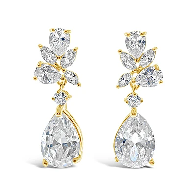 Gold Cubic Zirconia Tear Drop Earrings 137416