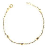 Gold Plated Sterling Silver Cubic Zirconia Evil Eye Bracelet