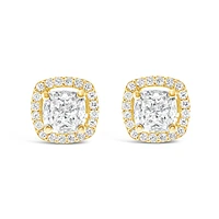 Gold Plated Sterling Silver Cubic Zirconia Square Stud 143466