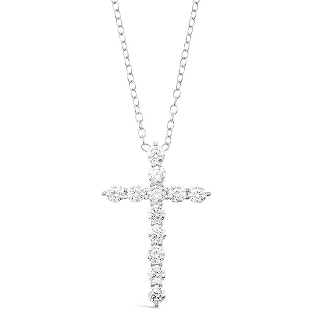 Sterling Silver Cubic Zirconia Cross Necklace 144942