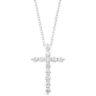 Sterling Silver Cubic Zirconia Cross Necklace 144942