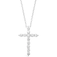 Sterling Silver Cubic Zirconia Cross Necklace 144942