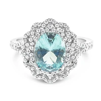 Sterling Silver Mint Oval Cubic Zirconia Ring 153391