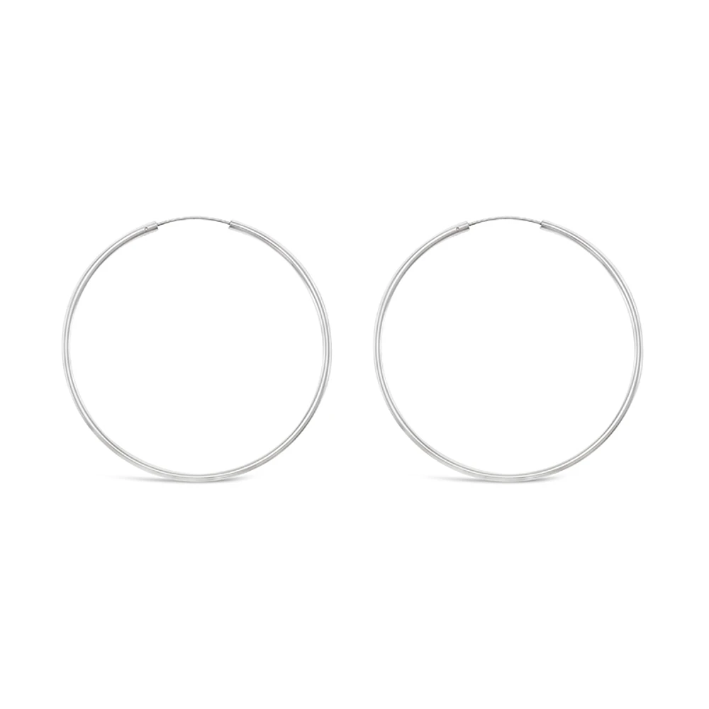 Sterling Silver Plain 50mm Hoops Earrings 129196