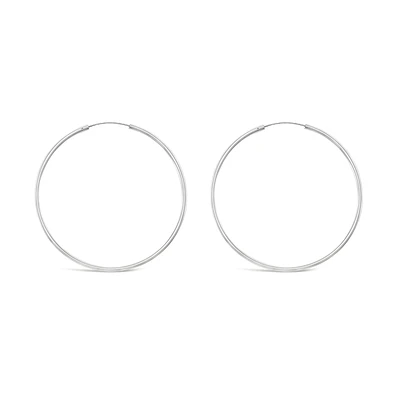 Sterling Silver Plain 50mm Hoops Earrings 129196