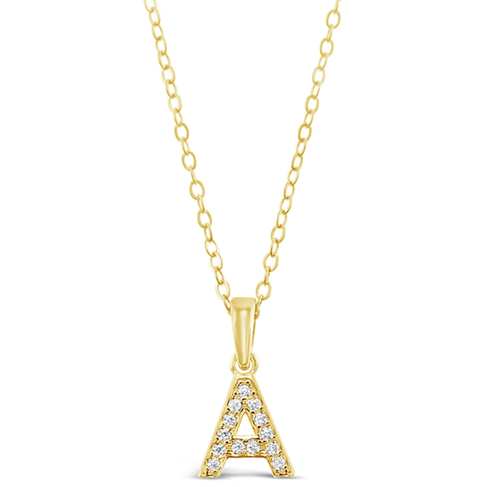 Gold Plated Sterling Silver Cubic Zirconia Initial A Necklace 147934