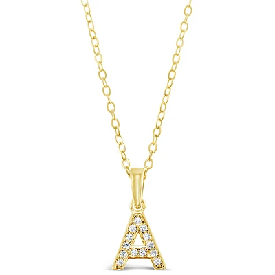 Gold Plated Sterling Silver Cubic Zirconia Initial A Necklace 147934