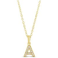 Gold Plated Sterling Silver Cubic Zirconia Initial A Necklace 147934