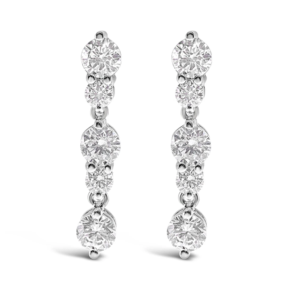 Sterling Silver Cubic Zirconia Round Earrings 108888
