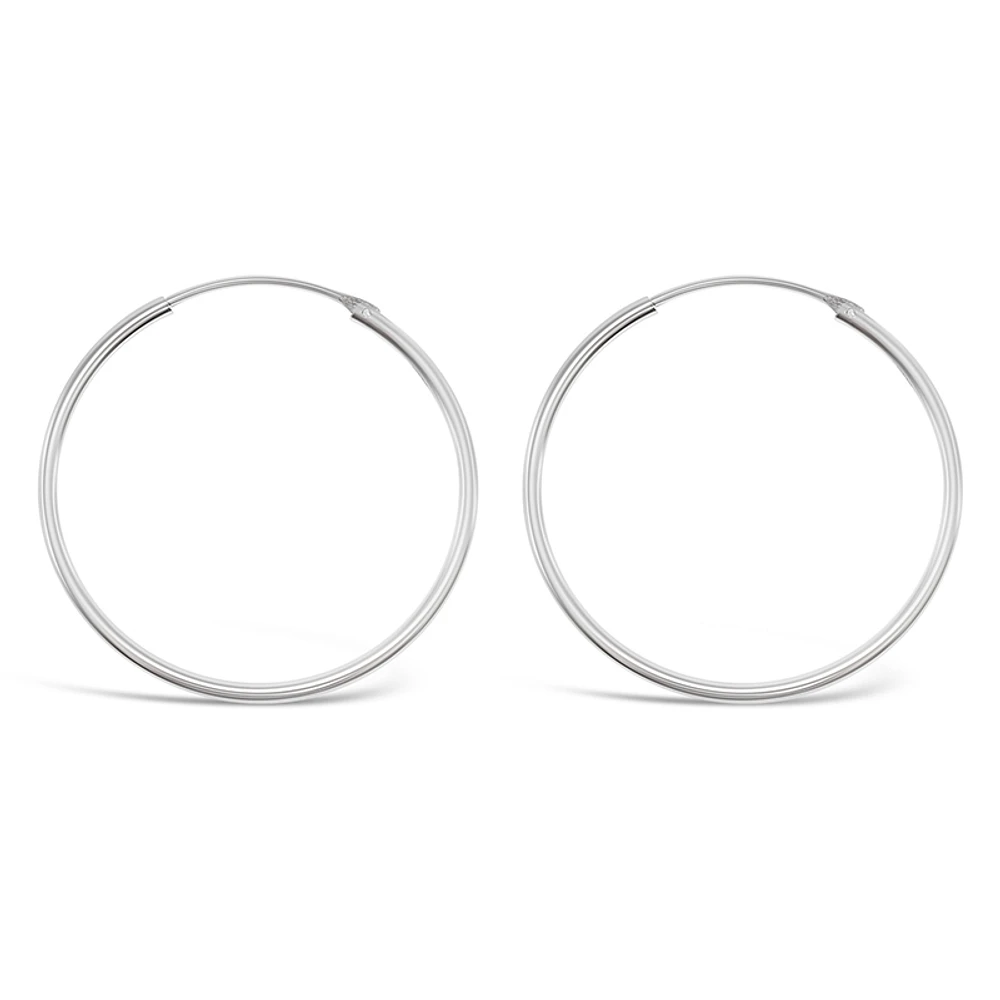 Sterling Silver Plain 25mm Hoops Earrings 141786