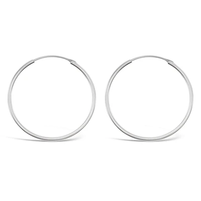 Sterling Silver Plain 25mm Hoops Earrings 141786