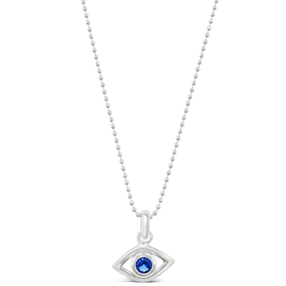 Sterling Silver Cubic Zirconia Evileye Necklace