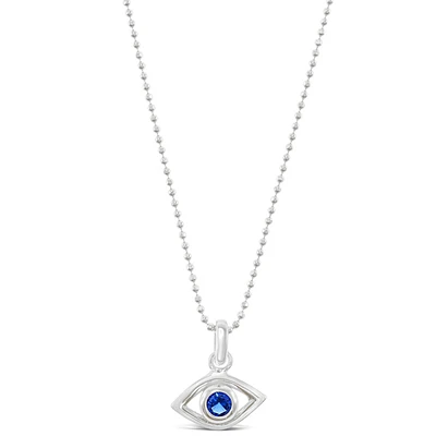Sterling Silver Cubic Zirconia Evileye Necklace